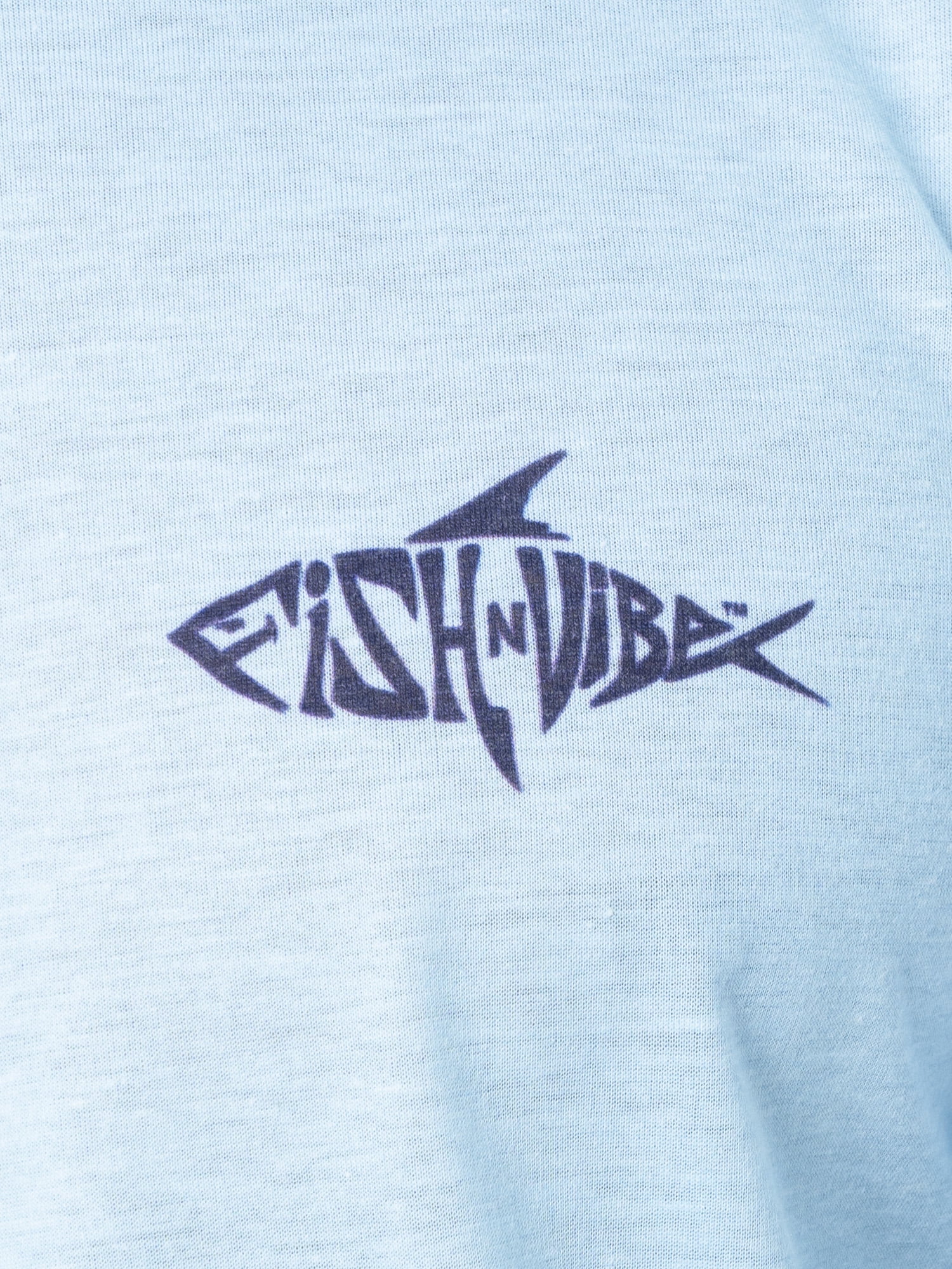Fish N Vibe Men's Short Sleeve Fishing Performance Outdoor Graphic T-Shirt, Light Blue, XL