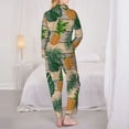 thumbnail image 5 of Junzan Pineapples Palm Leaves Print Womens Pajama Sets,Long Sleeve Button Down For Women Pjs 2 Piece, 5 of 9