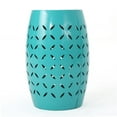 thumbnail image 6 of Pemberly Row Modern Lace Cut Iron Side Table in Teal Blue Finish, 6 of 13