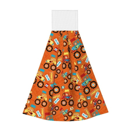 

Gaeub Monster Truck Truck Cartoon Print Hand Towels with Hook Hanging Tie Towels Coral Velvet Dishtowels for Bathroom Restroom Home Decor