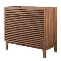 Sink Vanity Cabinet, Walnut, Wood, Mid Century Hotel Bedroom Bathroom, Modern Contemporary HB33344