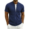 thumbnail image 3 of Men's Casual Jacket Quick Dry Polyester, Stand Up Collar Short Sleeve Zip Up Active Top, Lightweight Outdoor Rain Shell, Cycling Running Fishing | Zenithor,Navy 2XL, 3 of 6