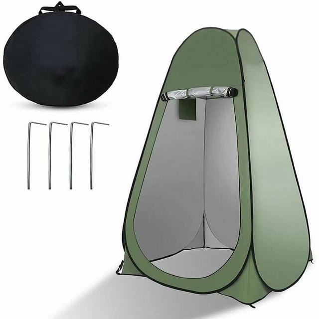 Portable Pop-Up Tent for Camping, Water-Repellent & Durable Polyester Instant Privacy Shelter with Pop Up Design, Silver Coated Fabric for UV Protection, Ideal for Outdoor Activities (Green)