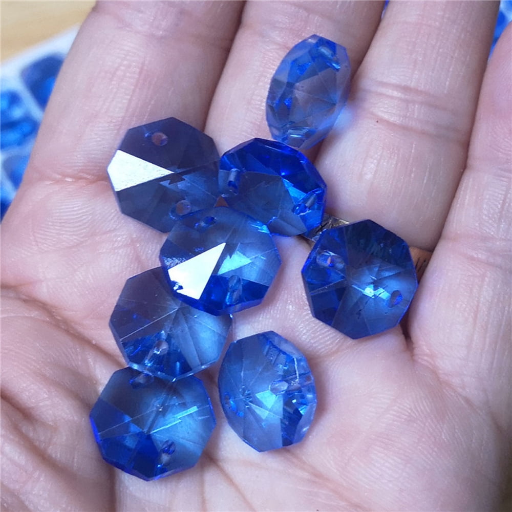 TuseyRxln 14mm 200Pcs Crystal Octagon Beads 2 Hole DIY Wedding and Home Decor Crystal Accessories