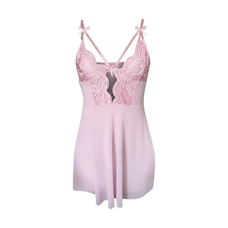 

Floleo Clearance Sexy Women Lingerie Lace V-Neck Camis Bowknot Mesh Temptation Babydoll Underwear Sleepwear Nightdress Deals