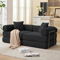 SOULART 73.00" Cloud Couch, Black Sectional Sofa with Modular Convertible Design,Folding Mattress Sofa Bed for Small Spaces