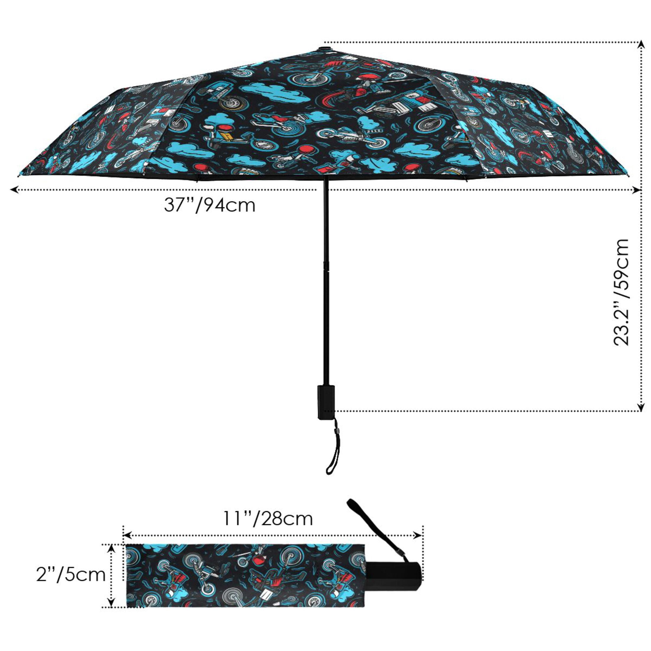 Motorbike and Biker Compact Sun Umbrella Windproof Travel Umbrellas for Rain Strong Portable UV Protection