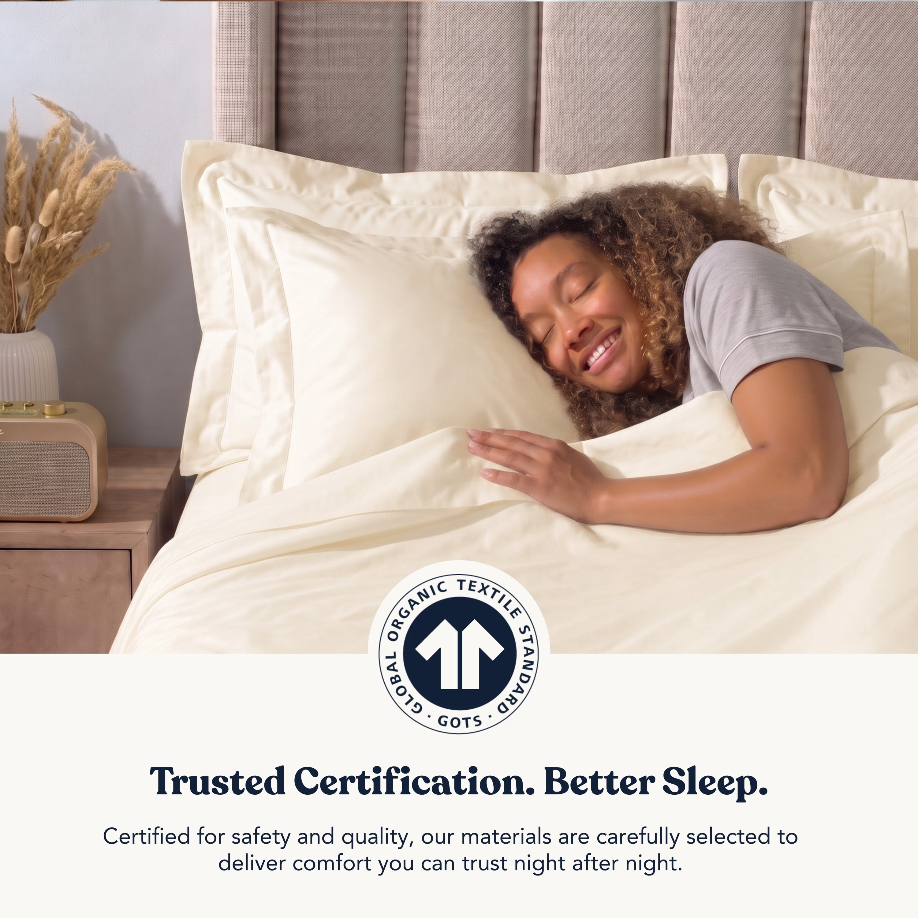Delara 400TC Organic Cotton King Sheet Set, GOTS Certified, Ultra Soft Long Staple, Deep Pocket, Breathable & Silky, Ivory
