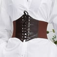 thumbnail image 2 of NUZYZ Women Lace-up Corset Wide Elastic Waist Belt Faux Leather Slimming Body Waistband Dress Shirt Decoration, 2 of 7