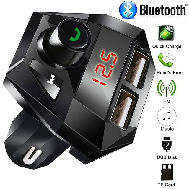 compatible Car Handsfree Wireless Bluetooth FM Transmitter LCD MP3 Player USB Charger 2 Port Car Charger_Perfect Gift