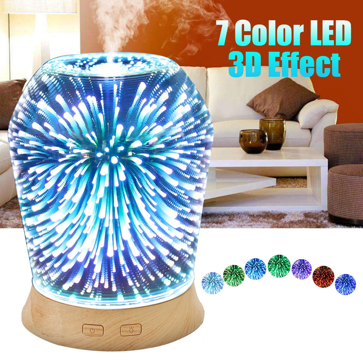 100ml 3D LED Ultrasonic Aroma Diffuse, Aromatherapy Essential Oil
