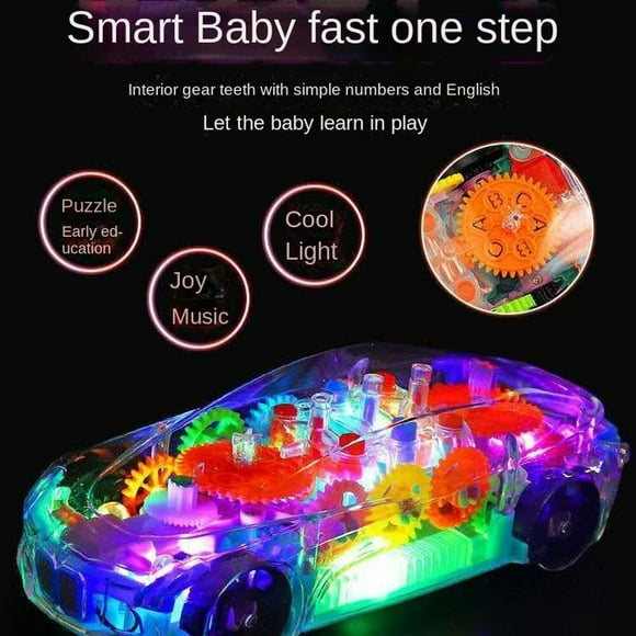 Colorful Light Music Electric Toy Car Transparent Gear Concept Car Model Children Boy Educational Toy