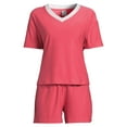 thumbnail image 4 of Lissome Women's and Women's Plus Short Sleeve V-Neck Top and Short Set, 2-Piece, 4 of 5