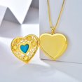thumbnail image 3 of AOBOCO Christmas Gifts for Women, Gold Locket Necklace Sunflower Heart Locket with Natural Turquoise Pictures Necklace Photo Locket Necklace Personalized Jewelry Gifts for Women, 3 of 6