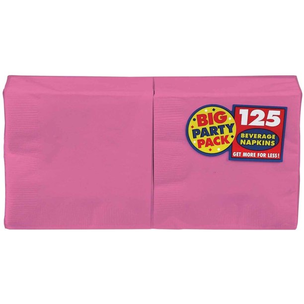 Bright Pink Big Party Pack,Lunch Napkins, Pack of 125