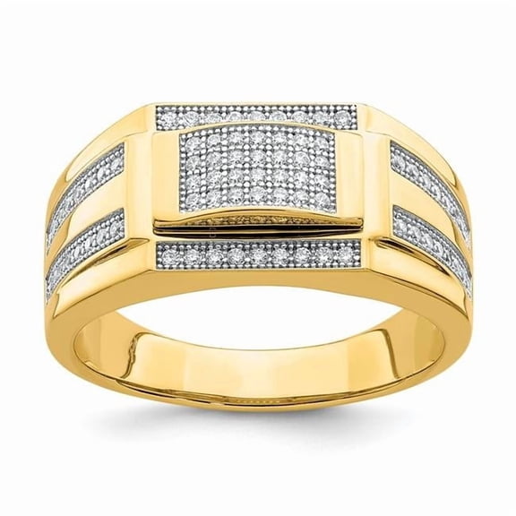 Primal Gold 10 Karat Yellow Gold Men's Cubic Zirconia Signet Ring