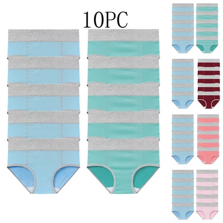 ATOYSOY Women s Underpants Plus Size Hip Lifting Cotton Panties  10 Pack Shapewear Control Briefs Seamless for Ladies Solid Panty Classic Briefs Comfy Multipack Stretchy Clearance Green L
