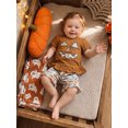 thumbnail image 6 of Cjfdfy Toddler Baby Girl Halloween Outfit Infant Baby Girls Summer Fall Clothes 6 12 18 24 Months 2 3 4 Years Pumpkin Face Print Ruffled Trim Short Sleeve T Shirt Tops and Camouflage Shorts Set, 6 of 9