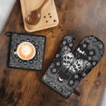 thumbnail image 5 of Black Gothic Skull Butterfly Pattern Kitchen Oven Mitt and Pot Holder Sets 2 Pcs for Baking, Cooking and Grilling, Heat Resistant Up To 392 °F, 5 of 7