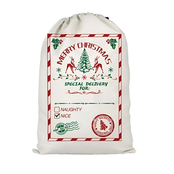 GASTROPOD Christmas Santa Sack 27.56 X 19.69 Inch Large Christmas Canvas Gift Bag with Drawstring Reusable Personalized Best Gift for Xmas Package Storage Christmas Party Supplies Favors