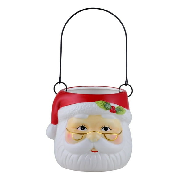 Mr. Christmas 5" Nostalgic Santa Claus Lanterne suspendue en céramique, Rouge