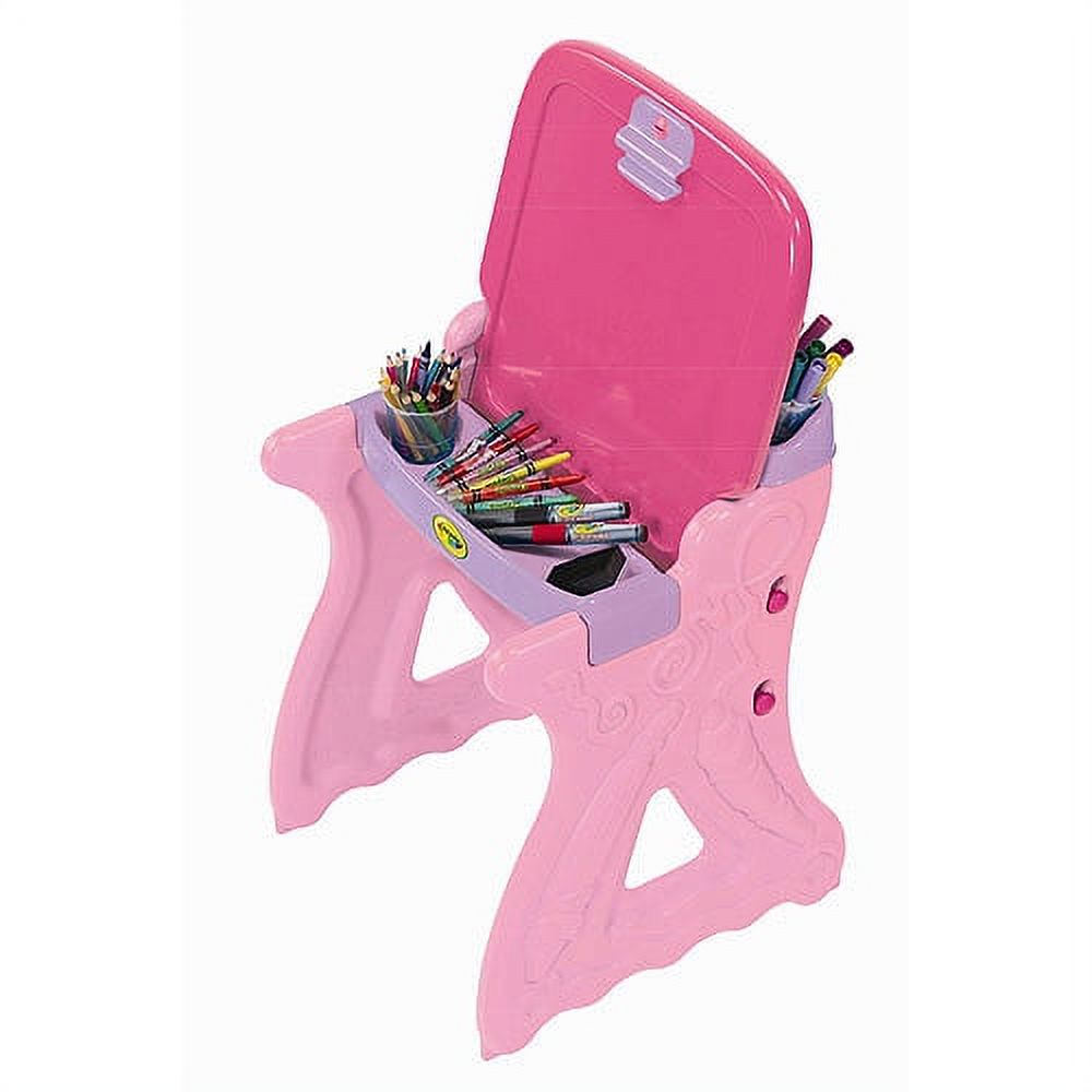 Crayola Play 'N Fold 2-in-1 Art Studio Easel Desk And Stool Set (Pink, Purple) - image 2 of 3