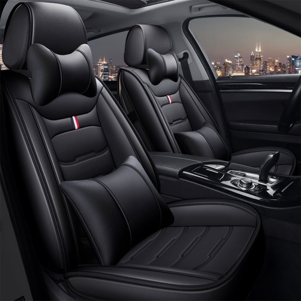 OTOEZ Car Seat Covers Full Set 5-Seats Leather Front Rear Cushion Protector Universal Fit
