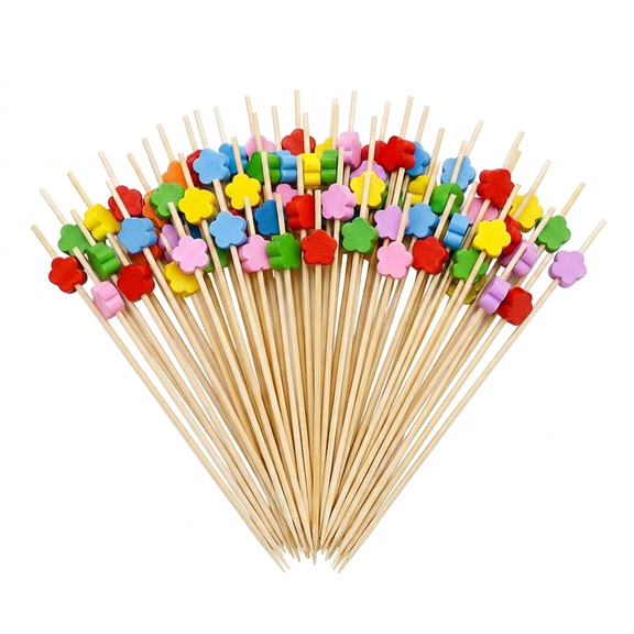 ROSEXIXI 100pcs Bamboo Charcuterie Accessories Colorful Heart Shaped Food Signs For Decorative Party Toothpicks For Fruit Snacks