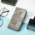 thumbnail image 4 of Feishell Wallet Case for T-Mobile REVVL 6 Pro,Butterfly & Flower Embossed PU Leather TPU Inner Shell Magnetic Flip Stand Card Slots Shockproof Protective Phone Cover,Gray, 4 of 6