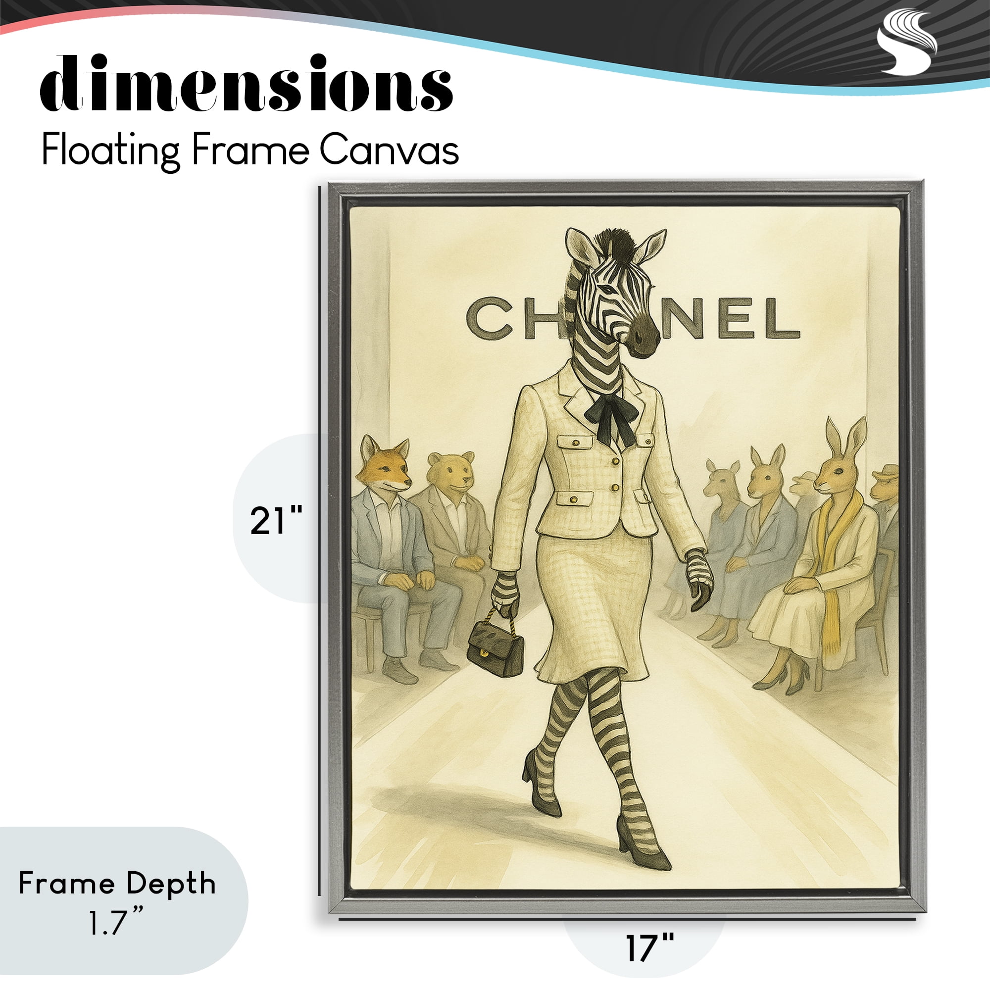 Stupell Industries Fashion Runway Zebra Gray Framed Floater Canvas Wall Art, design by Grotto Studios