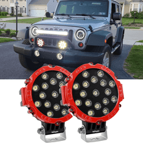 Nilight Led Light Bar 2PCS 7" 51W 5100LM Red Round Spot LED Light Pod off Road Fog Driving Roof Bar Bumper for Jeep Truck ATV UTV SUV