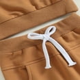 thumbnail image 5 of Zehjuhan Toddler Baby Solid Color Sweatshirt Outfit Long Sleeve Pullover Drawstring Pants Casual Fall Winter Brown，12-18M, 5 of 7