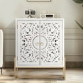 thumbnail image 3 of Alpha Joy 2-Door Hollow Carving Accent Cabinet with Metal Feet, White, 3 of 10