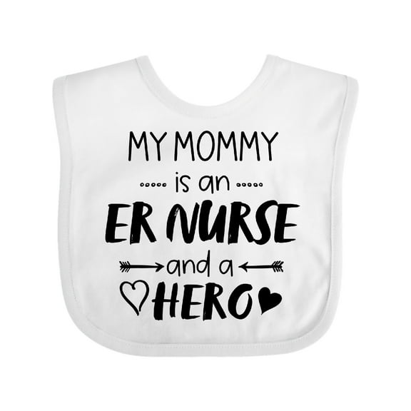 Inktastic My Mommy is an Er Nurse and a Hero Boys or Girls Baby Bib