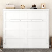 Bellemave Queen Murphy Bed Frame, Foldable Cube Cabinet Queen Size Platform Beds, Modern Wall Bed for Guest Room or Home Office(White)