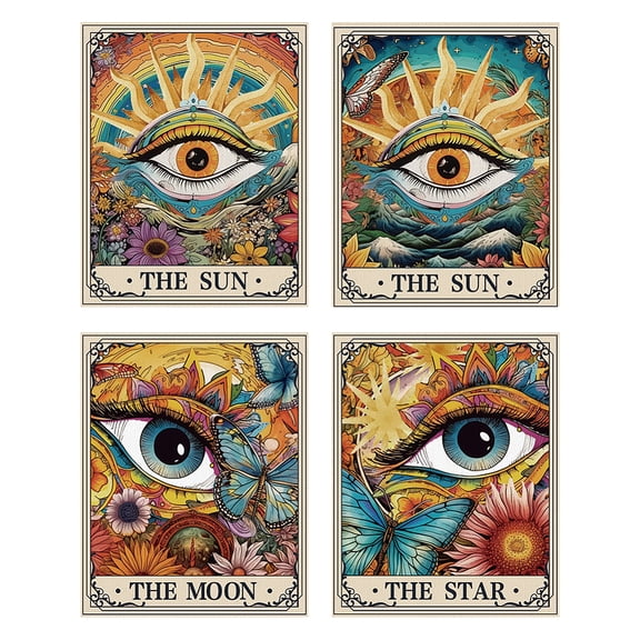 4 Pieces Cute Tapestries Tarot Eye Small Size Aesthetic Tapestry Wall Hanging Vintage Aesthetic Home Decoration for Bedroom Living Room Study Workroom Band Club Society(15" x 20") DIY