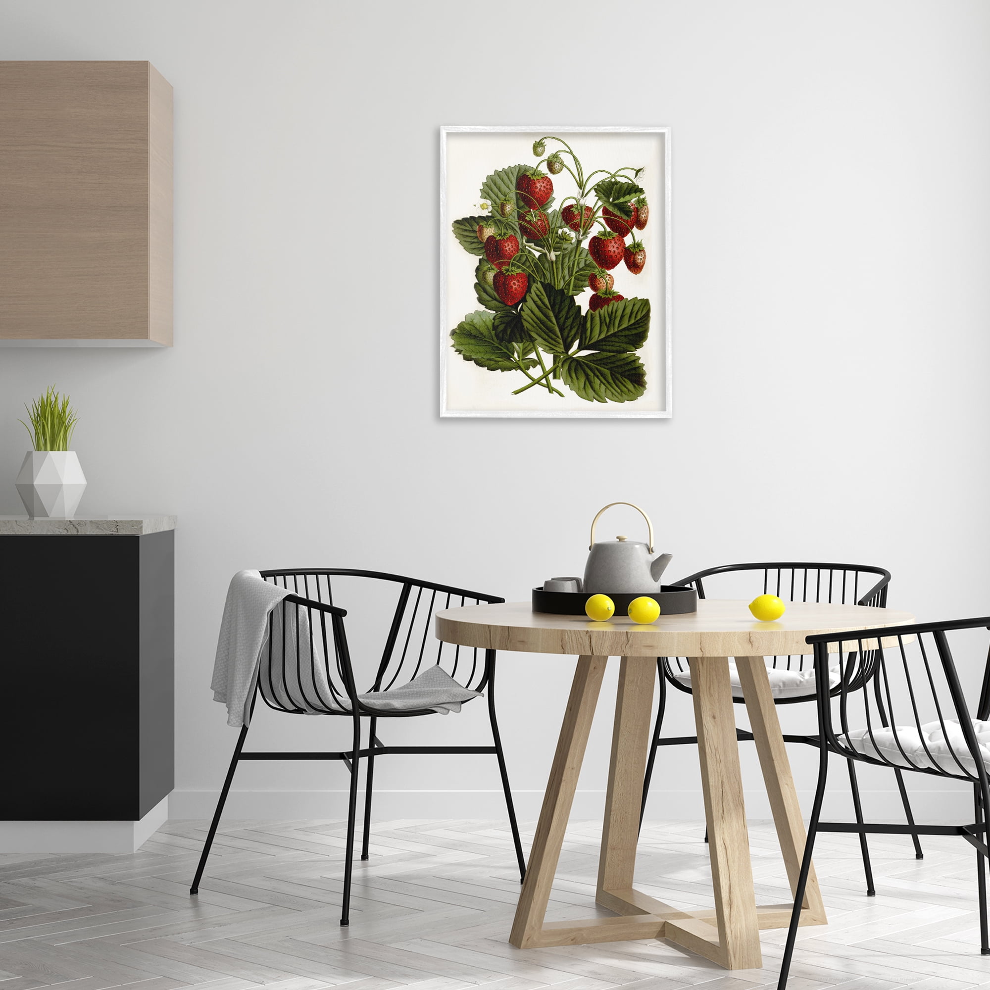 Stupell Industries Strawberry Plant Study Food & Beverage Painting White Framed Art Print Wall Art, 24 x 30