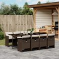 thumbnail image 1 of vidaXL 9 Piece Garden Dining Set with Cushions Brown Poly Rattan, 1 of 5