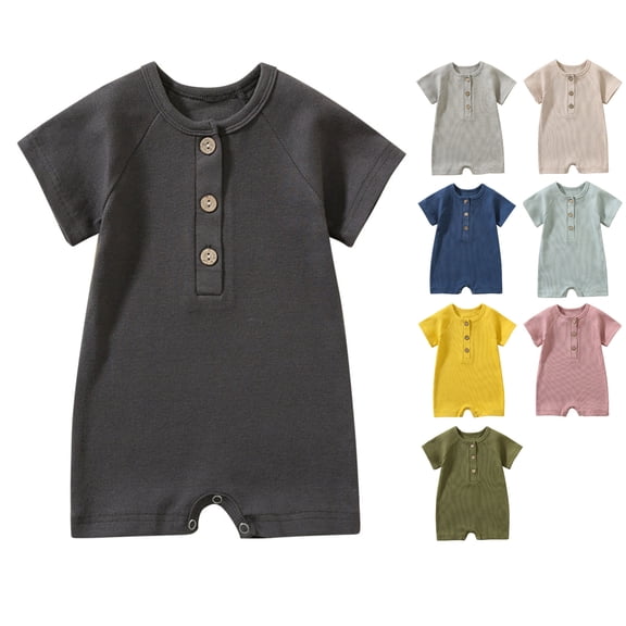 JGTDBPO Newborn Baby Girl Boy Clothes Summer Outfits Infant Short Sleeve Romper Jumpsuit Cotton Linen Solid Color T-Shirt Bodysuit Bodysuit Cute Newborn Clothes for Girl
