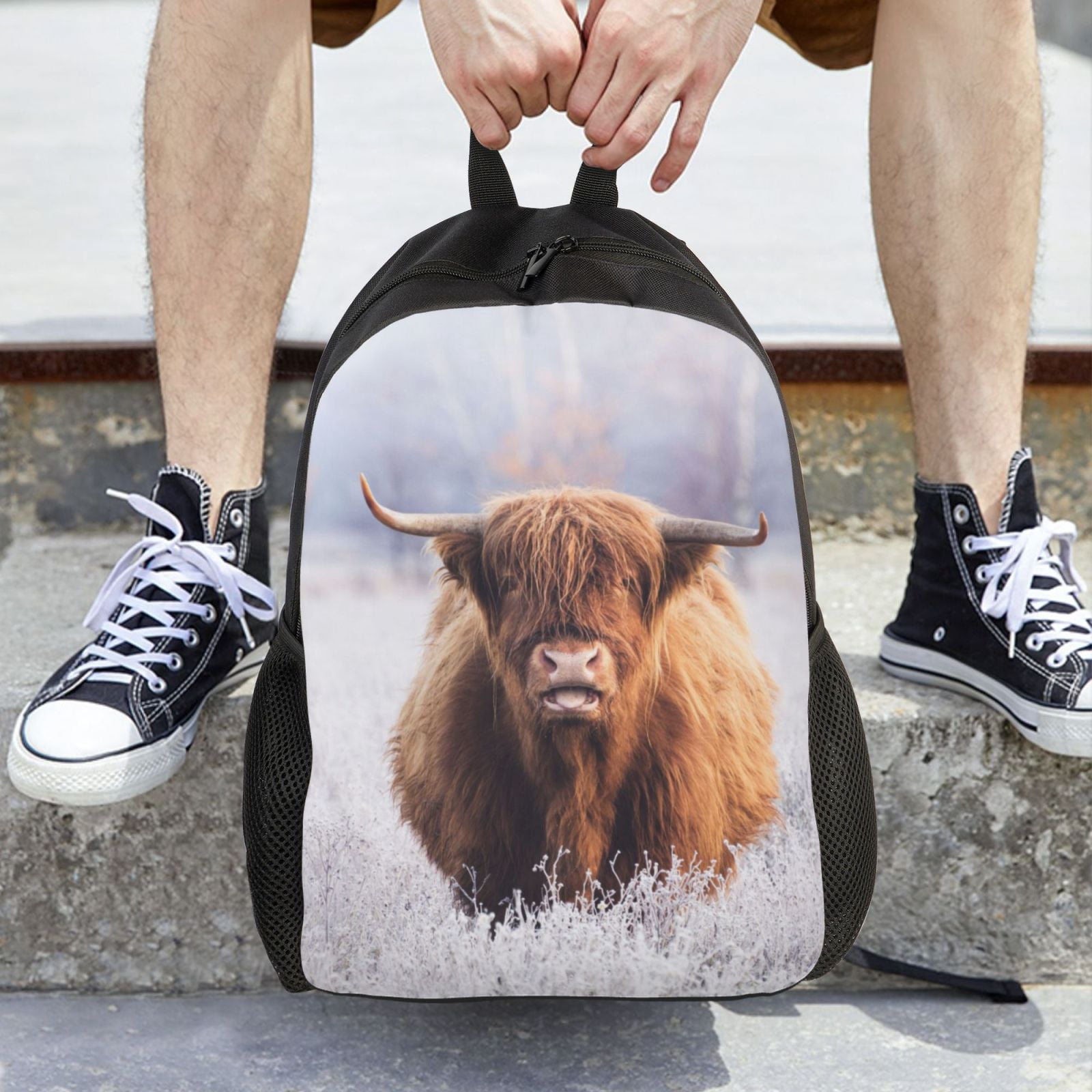 Defioc Cow Print Backpack -Travel,or Work Bookbag Daypacks with 15-Inch Laptop Sleeve and Dual Water Bottle Pockets