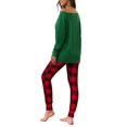 thumbnail image 3 of Gvmfive Women 2PCS Christmas Pajamas Sets Off Shoulder Long Sleeve T Shirt Plaid Leggings, 3 of 6