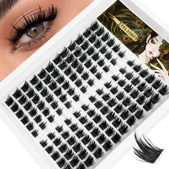 Hinarin Spiky Cluster Lashes, 144Pcs Individual Eyelashes, Thin Band for DIY Extensions