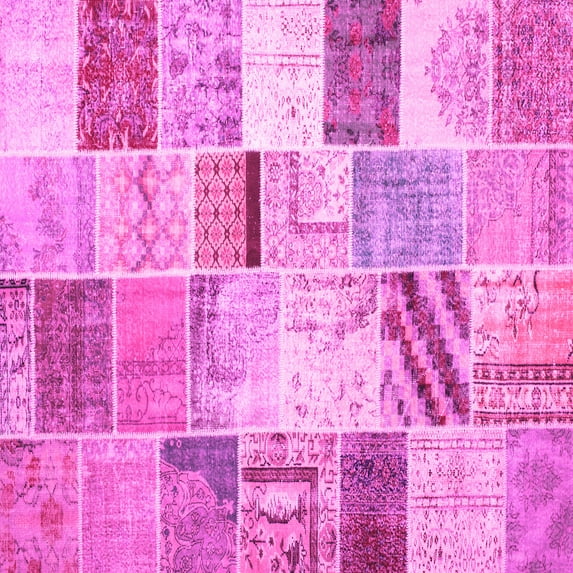 Ahgly Company Indoor Square Patchwork Pink Transitional Area Rugs, 6' Square