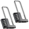 thumbnail image 1 of Cabinet Lock,Combination Padlock,U Shaped Padlock,Stainless Steel Gym Locker Lock Code Long Adjustable Shackle Lock for Outdoor, School, Gym, Sports lockers, Fences (black-2pcs), 1 of 7