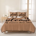 thumbnail image 3 of Twin XL Quilt Set 68''x98'', Footprint Lightweight Bedspread Coverlet Set with 2 Pillow Shams, Vintage Brown Black Please Remove Your Shoes Breathable All Season Quilt Bedding for Dorm/Guest Room, 3 of 9