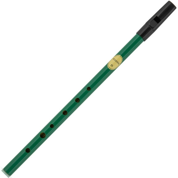 Feadog Brass Traditional Irish Tin Whistle Key of D Penny Flute Made in Ireland, Green