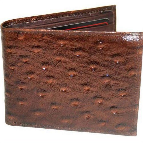 Special Series Ostrich Pattern Mens Leather Removable ID Flap Bifold Wallet 5562 CF