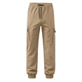 thumbnail image 6 of Falkdiz Cargo Pants for Boys Sport Joggers Pockets Winter Drawstring Pantalones Relaxed fit Stylish Boys Trousers, Khaki, Size: 10-11Years, 6 of 8