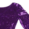 thumbnail image 4 of Women's 3/4 Sleeve V Neck Sequin Sparkle Glitzy Glam Wedding Party Dress Flapper Evening Club Cocktail Bodycon Clubwear XL Purple, 4 of 7