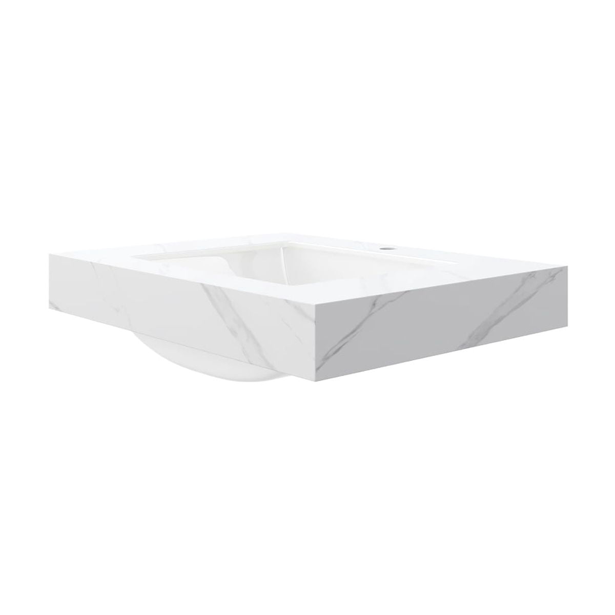 30 Inch Carrara White Sintered Stone Countertop Undermount Ceramic Basin 1 Pre Drilled Faucet Hole No Cabinet